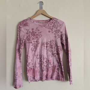 Xcit U.S.A Floral Pink Long Sleeve Top – Size Large – Y2K Vibes